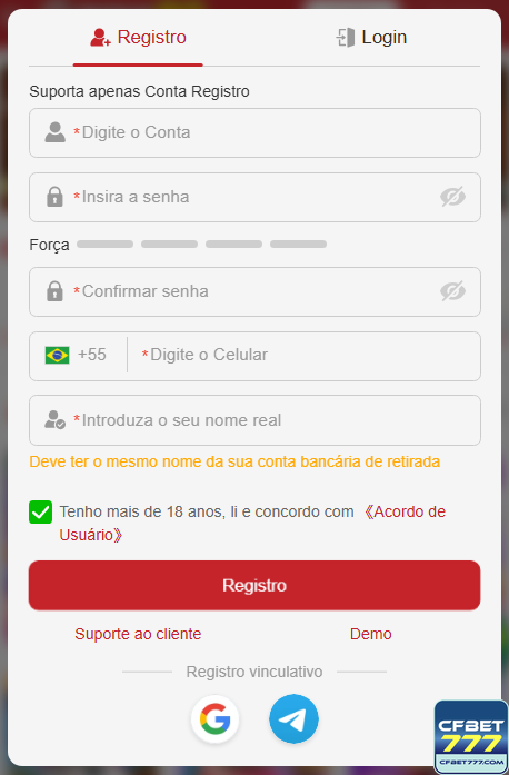 Experiência de Jogos cfbet777.com